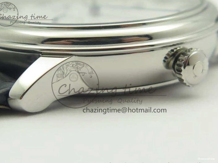 0106 Fashionable De Ville Prestige Real Power Reserve SS TW 1:1 Best Edition White Dial Blue Markers On Leather Strap A 8094